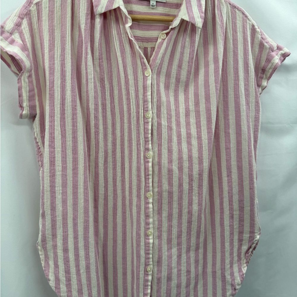 Madewell Central Tunic Button Front Shirt in Lavender Stripe | Small - Picture 5 of 8